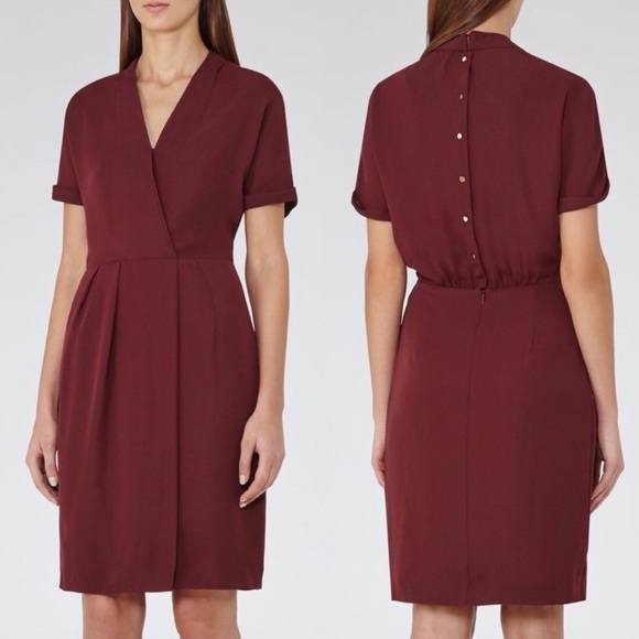 Reiss Dresses & Skirts - Reiss | Camden Juniper Maroon Faux Wrap Dress